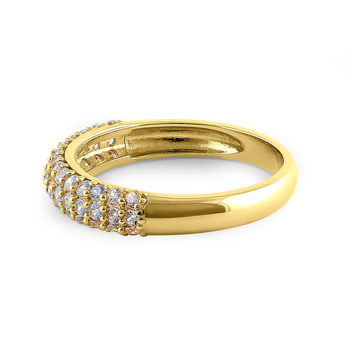 Solid 14K Yellow Gold Pave Round CZ Cluster CZ Ring