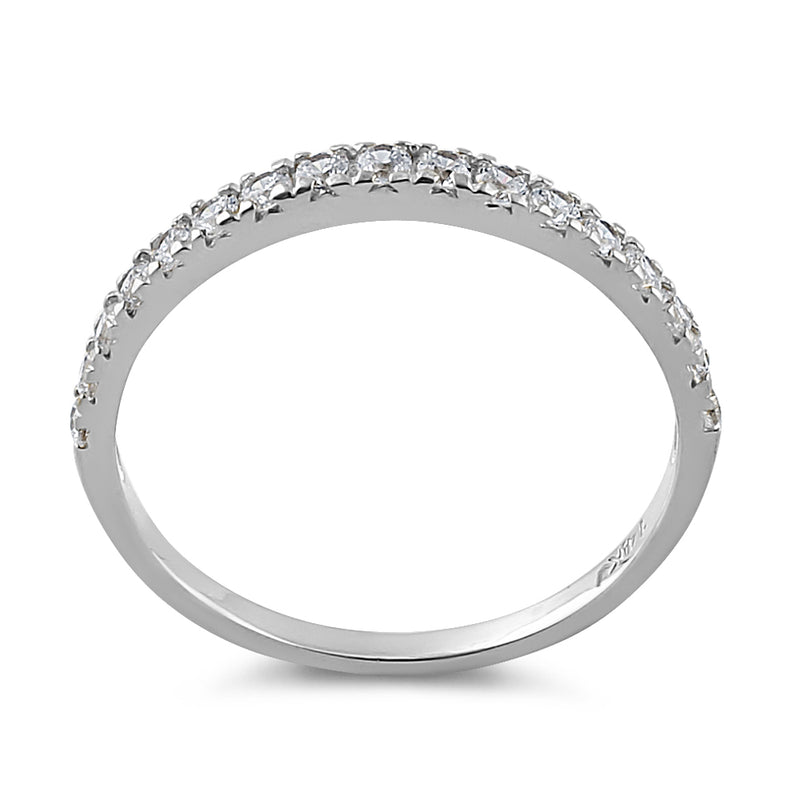 Solid 14K White Gold Half Eternity Clear CZ Ring