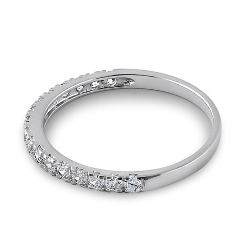 Solid 14K White Gold Half Eternity Clear CZ Ring