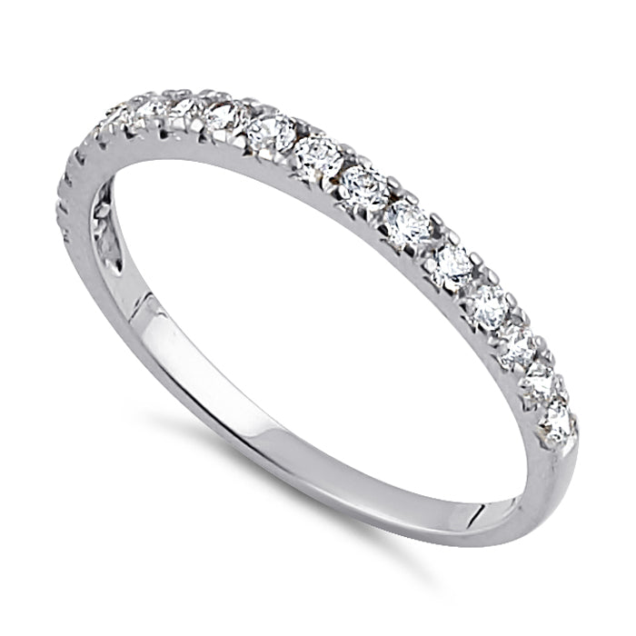 Solid 14K White Gold Half Eternity Clear CZ Ring