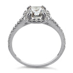 Solid 14K White Gold Cushion Halo Engagement Clear CZ Ring