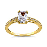 Solid 14K Yellow Gold Radiant Cut CZ Engagement Ring