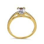 Solid 14K Yellow Gold Radiant Cut CZ Engagement Ring