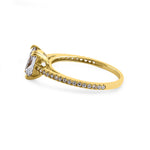 Solid 14K Yellow Gold Radiant Cut CZ Engagement Ring