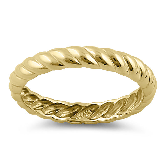 Solid 14K Yellow Gold 3mm Rope Band