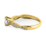 Solid 14K Yellow Gold Round Cut Twist Engagement Ring