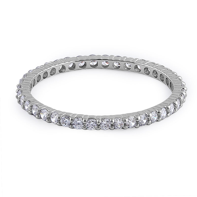 Solid 14K White Gold Eternity CZ Band