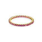 Solid 14K Yellow Gold Eternity Ruby CZ Ring