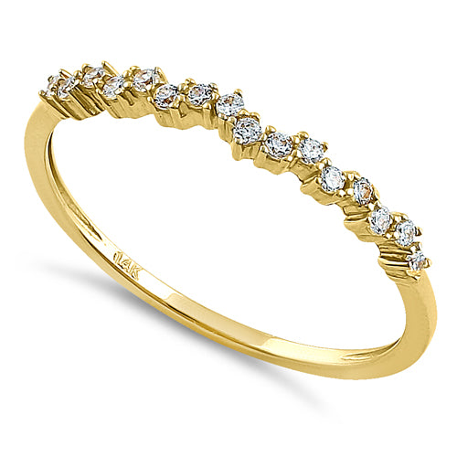 Solid 14k Yellow Gold Simple Cluster Round Clear CZ Ring