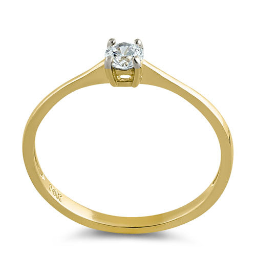 Solid 14K Gold Small Solitaire CZ Ring
