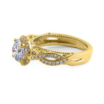 Solid 14K Yellow Gold Royal Twist Round Cut CZ Engagement Ring