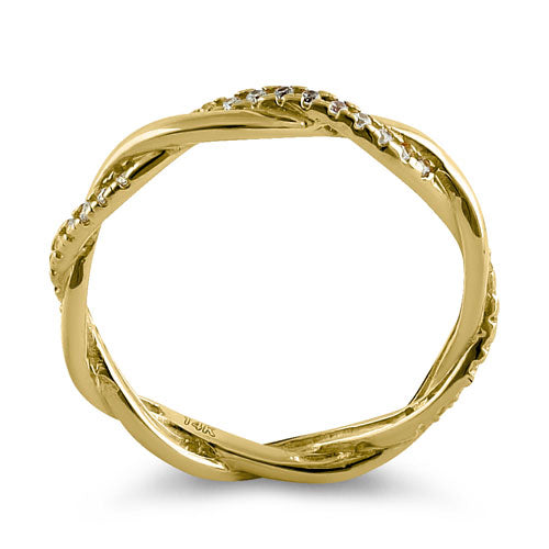 Solid 14K Gold Twisted CZ Ring