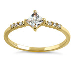 Solid 14K Yellow Gold Simple Princess Cut CZ Ring