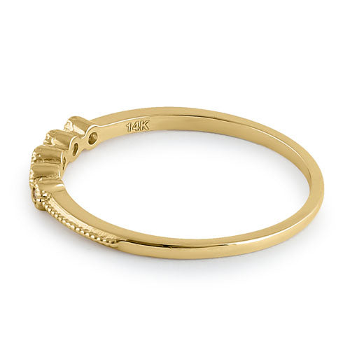 Solid 14K Yellow Gold Thin Stackable CZ Ring