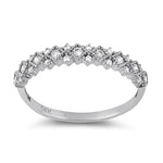 Solid 14K White Gold Elegant Half Eternity Wedding CZ Band