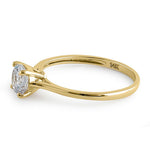 Solid 14K Yellow Gold Round Solitaire CZ Ring
