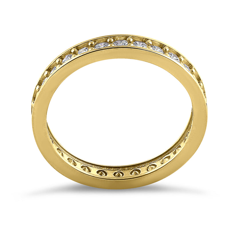 Solid 14K Yellow Gold Channel Eternity CZ Ring