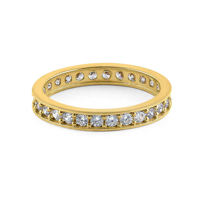 Solid 14K Yellow Gold Channel Eternity CZ Ring