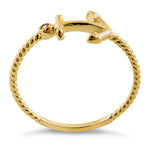 Solid 14K Yellow Gold Anchor Round CZ Ring