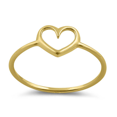 Solid 14K Gold Simple Open Heart Ring