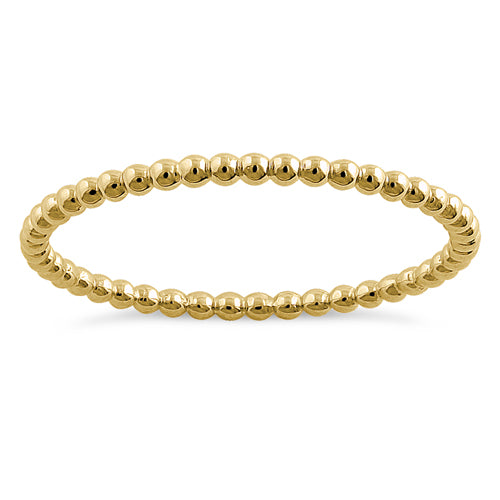 Solid 14K Yellow Gold Thin Beaded Ring