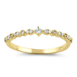 Solid 14K Yellow Gold Half Eternity Clear Round CZ Ring
