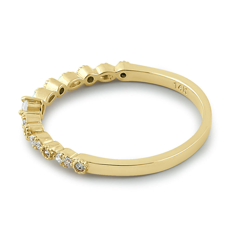 Solid 14K Yellow Gold Half Eternity Clear Round CZ Ring