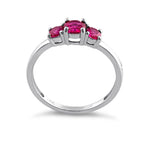 Solid 14K White Gold Triple Round Ruby CZ Ring