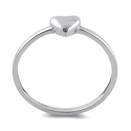 Solid 14K White Gold Puffy Heart Ring