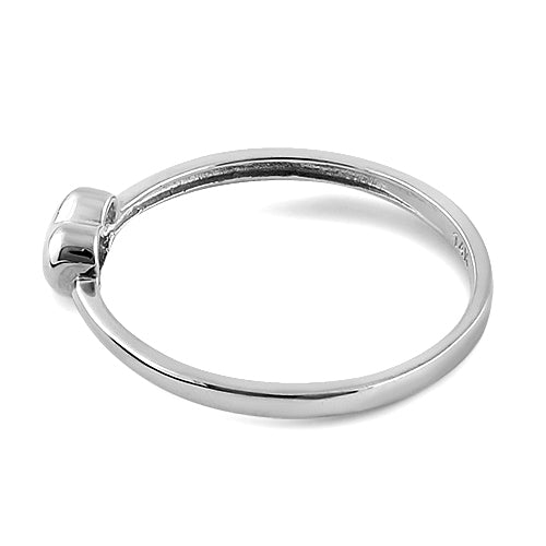 Solid 14K White Gold Puffy Heart Ring