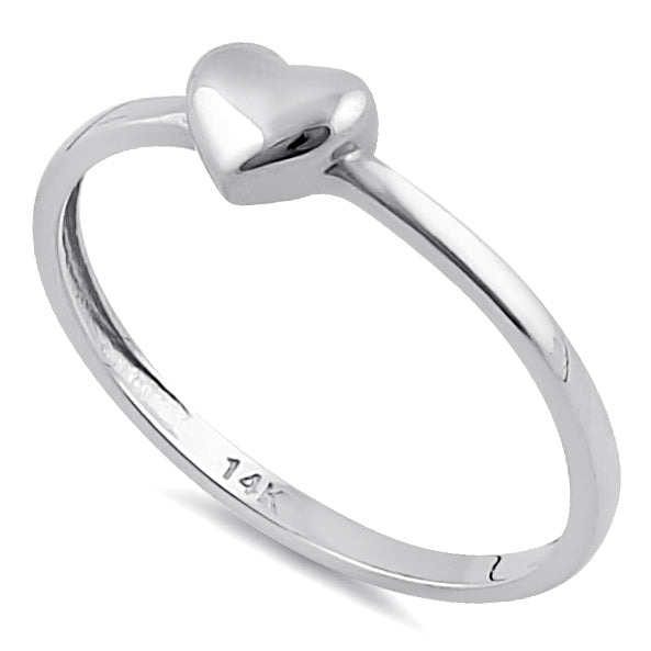 Solid 14K White Gold Puffy Heart Ring