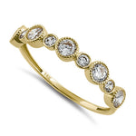Solid 14K Yellow Gold Half Eternity Round CZ Ring