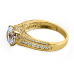 Solid 14K Yellow Gold Majestic Round CZ Engagement Ring
