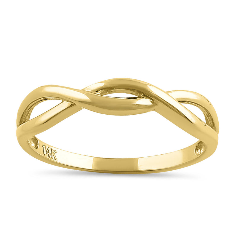 Solid 14K Yellow Gold Plain Braided Ring