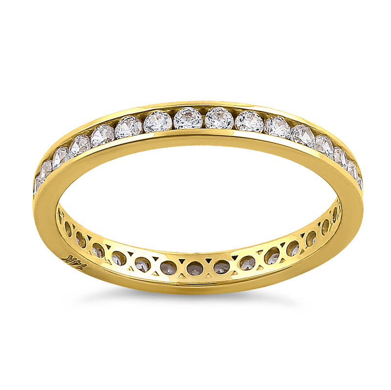 Solid 14K Yellow Gold Channel Eternity CZ Band