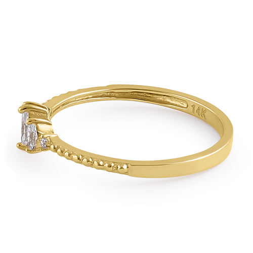 Solid 14K Gold Marquise Clear CZ Engagement Ring