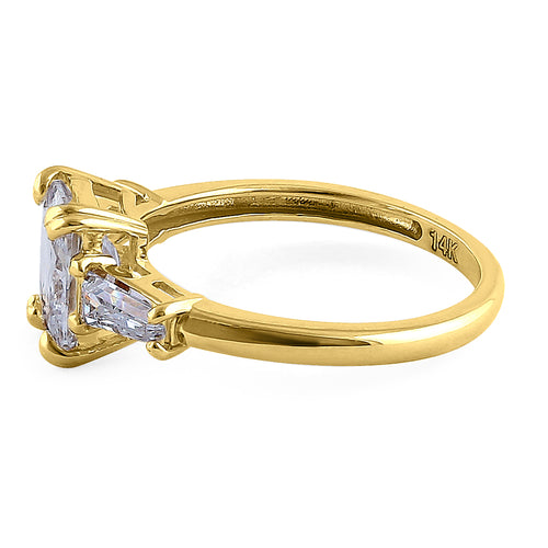 Solid 14K Yellow Gold Radiant Cut CZ Engagement Ring