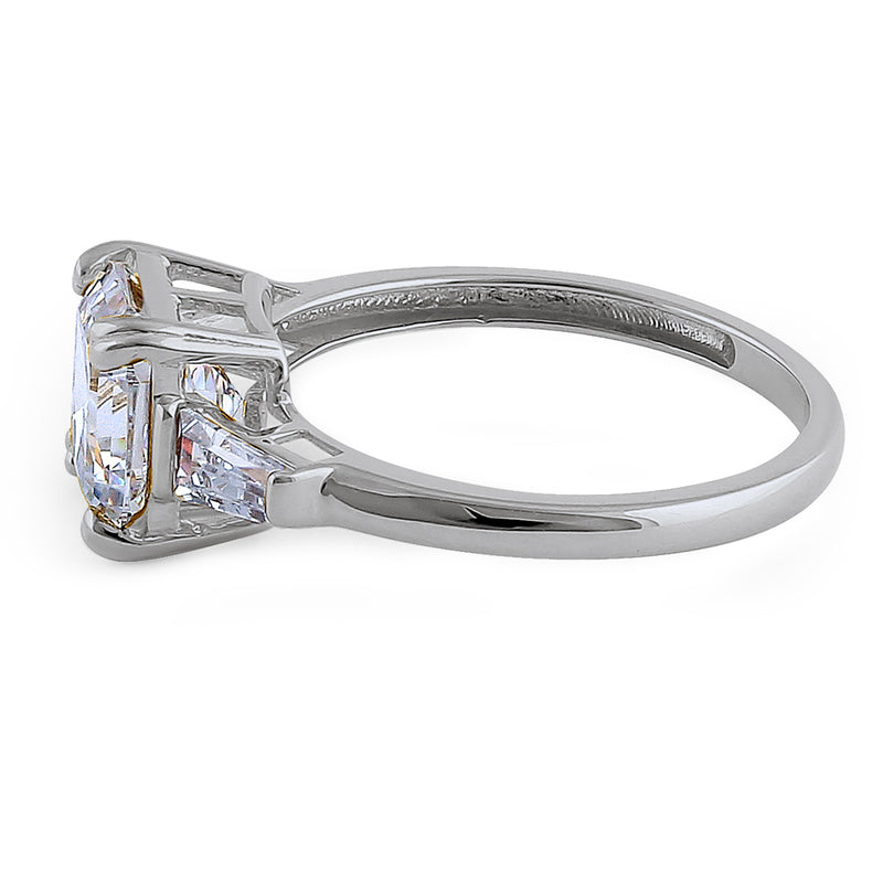 Solid 14K White Gold Asscher Cut CZ Engagement Ring