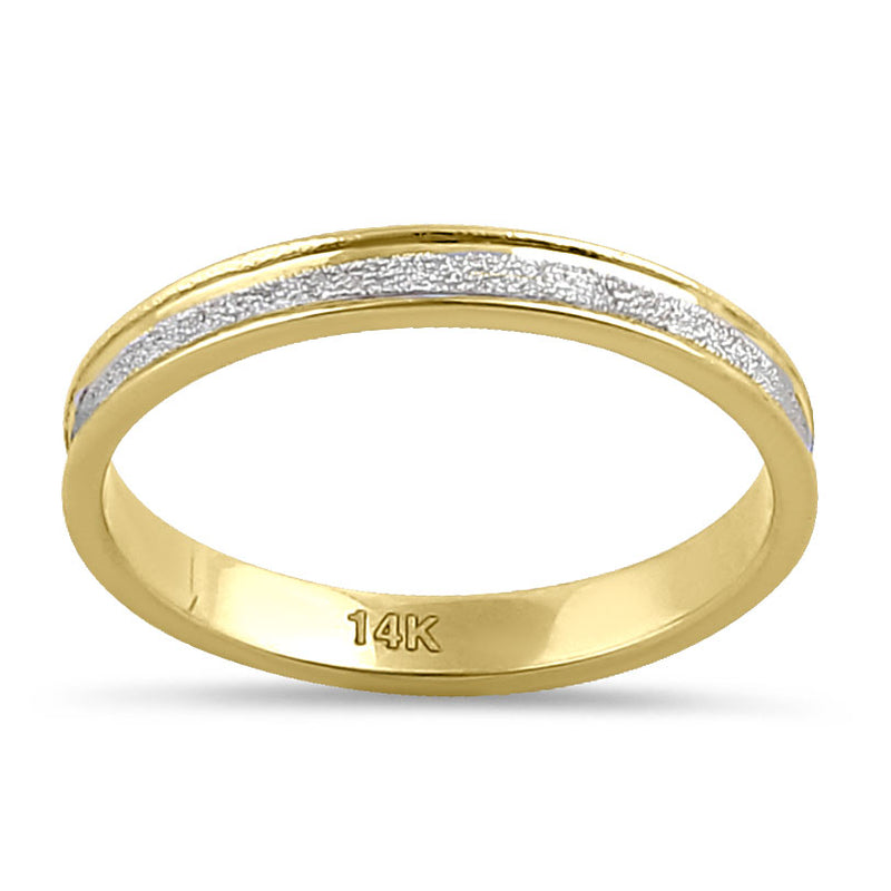 Solid 14K Yellow Gold and White Stardust Band