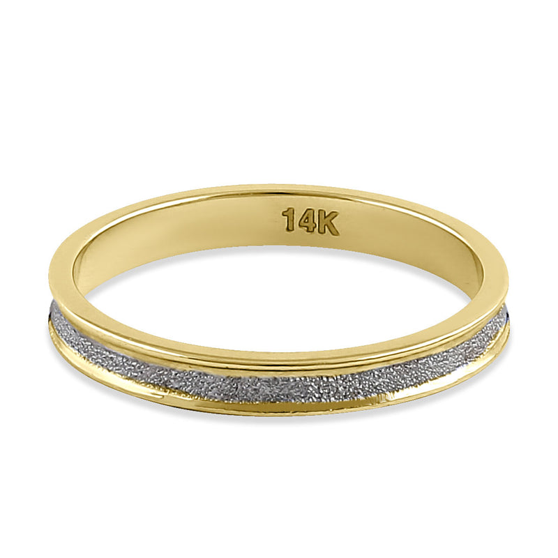 Solid 14K Yellow Gold and White Stardust Band