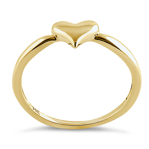 Solid 14K Yellow Gold Plush Heart Ring