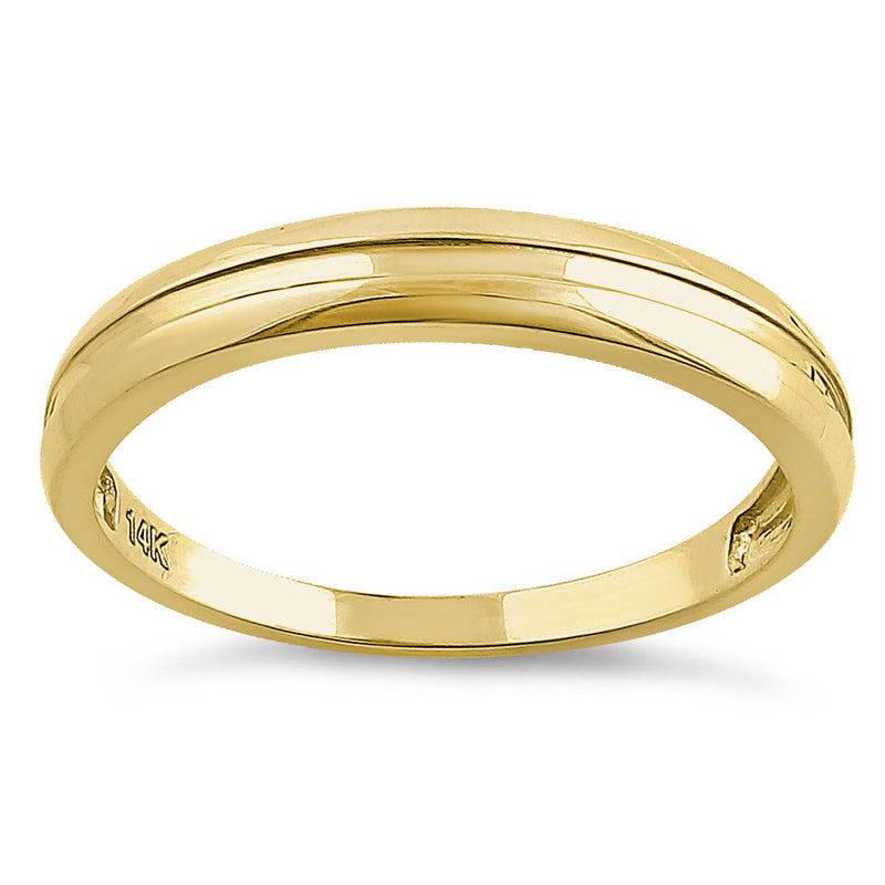 Solid 14K Yellow Gold Imprinted Line Ring