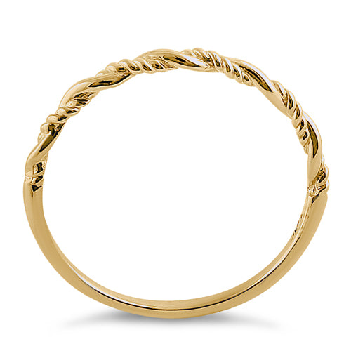 Solid 14K Yellow Gold Simple Twist Ring