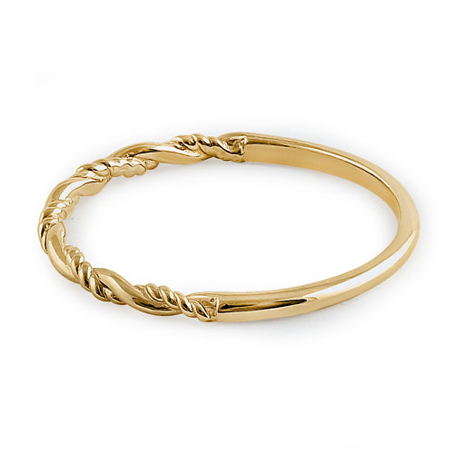 Solid 14K Yellow Gold Simple Twist Ring