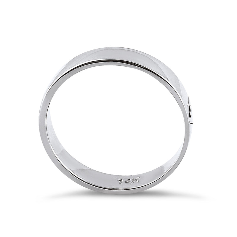 Solid 14K White Gold 4mm Flat Wedding Band