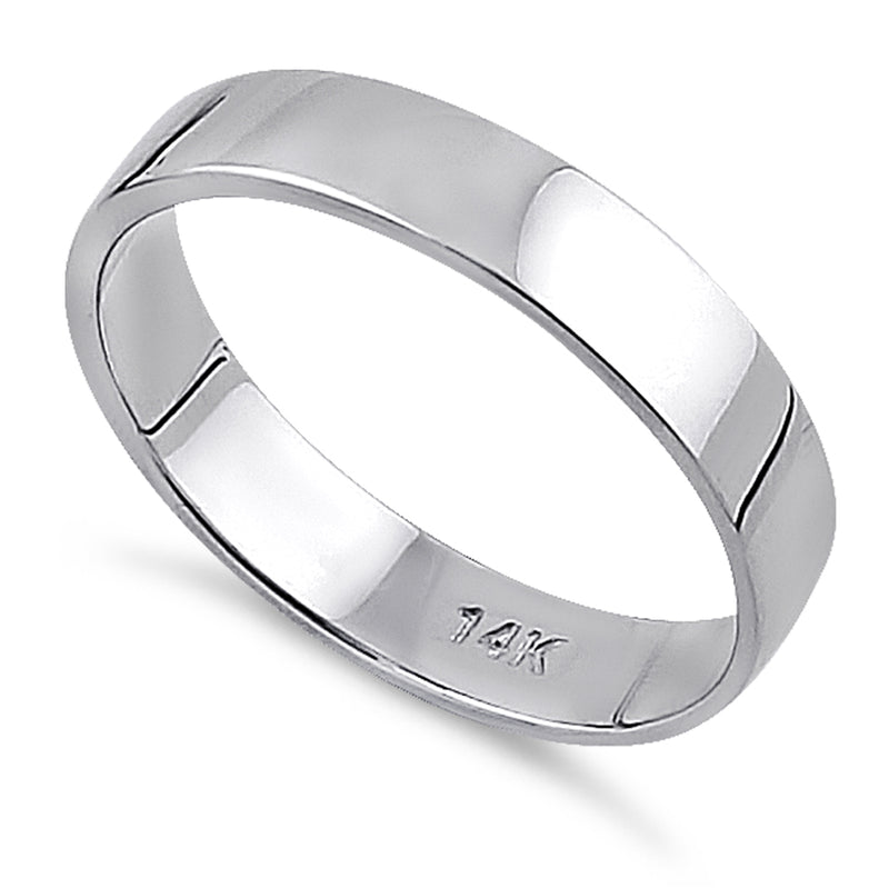 Solid 14K White Gold 4mm Flat Wedding Band