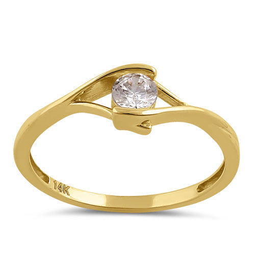 Solid 14K Gold Clear CZ Ring