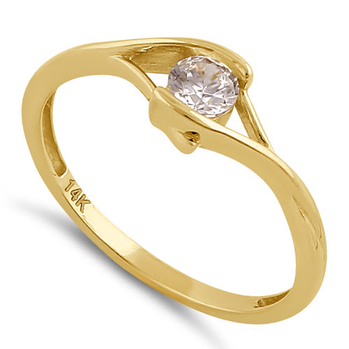 Solid 14K Gold Clear CZ Ring