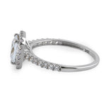 Solid 14K White Gold Radiant Cut Halo CZ Engagement Ring