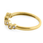 Solid 14K Yellow Gold Rhythm Round Cut CZ Ring